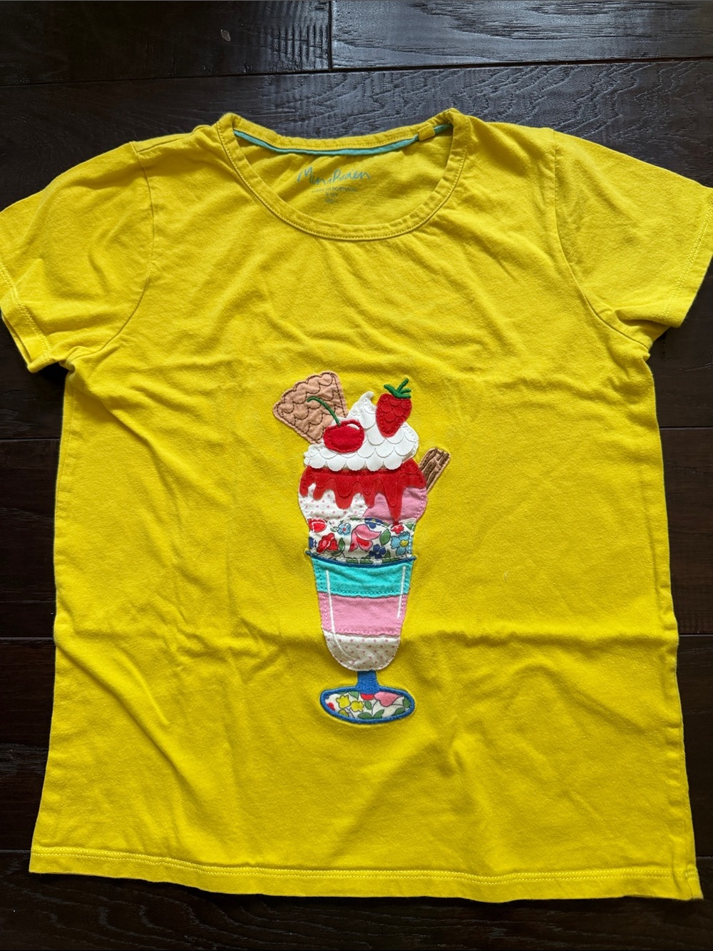 Mini Boden Yellow Girls' Ice Cream Appliqué Tee